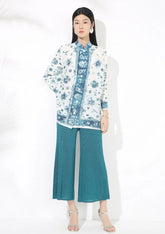 Pleated Top & Wide-Leg Pant Set